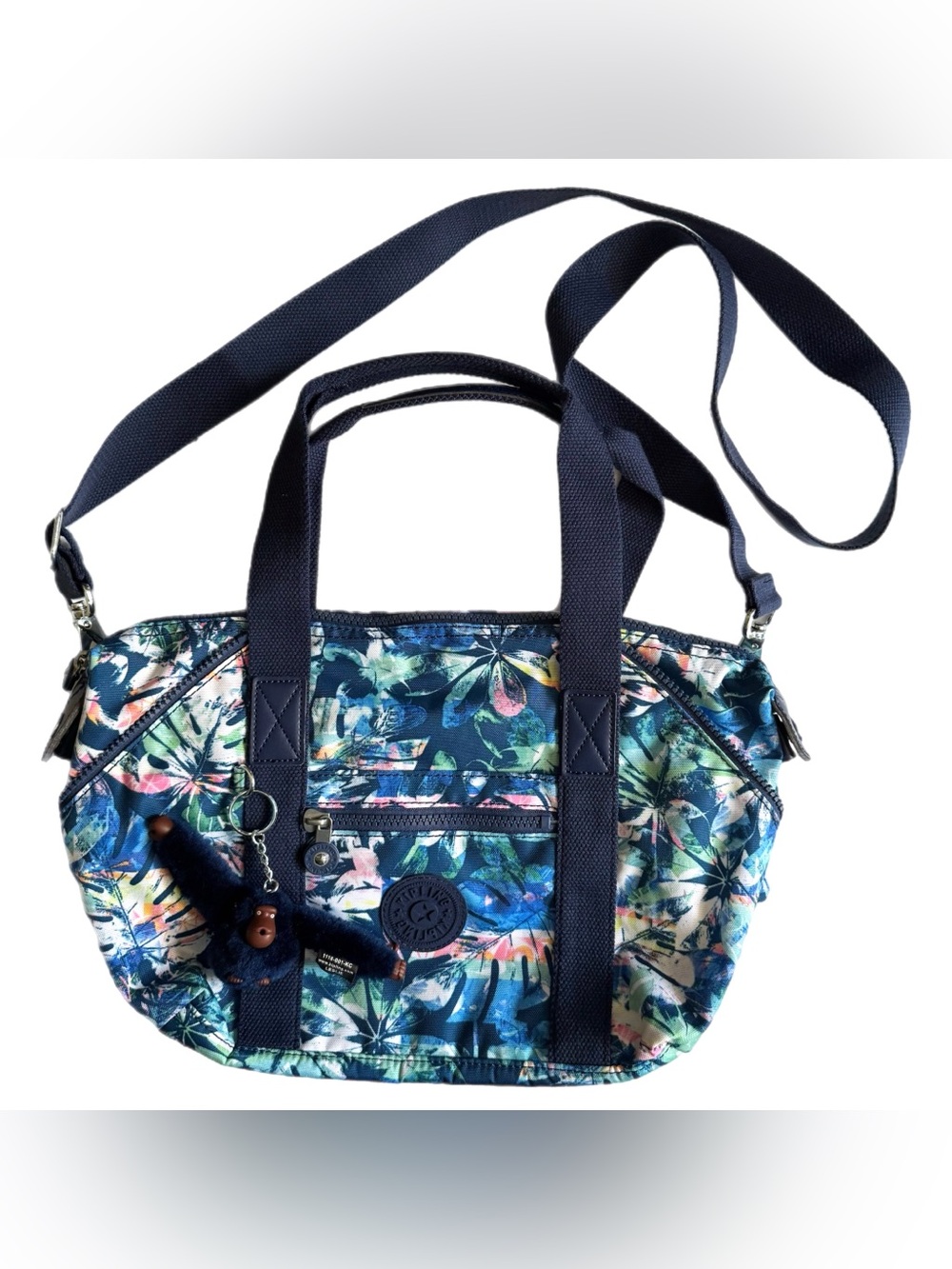 Kipling Blue Moonlit Forest Mini Tote Convertible Crossbody Duffel Bag Purse